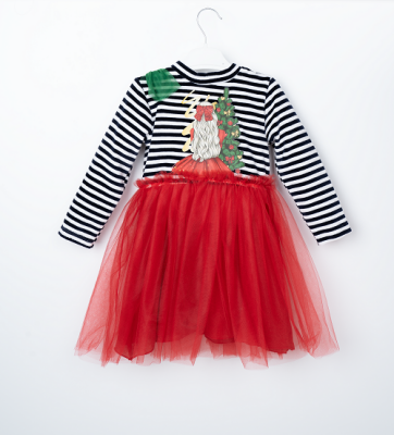 Wholesale Girls Christmas Dress 3-6Y Büşra Bebe 1016-23251 Red