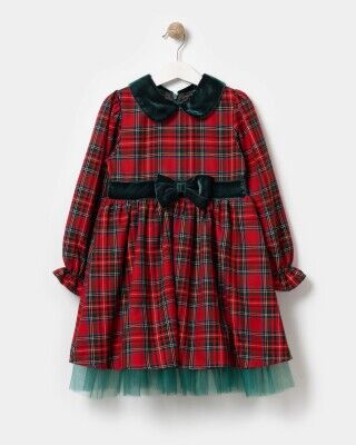 Wholesale Girls Christmas Dress 5-8Y Bupper Kids 1053-23959 Green