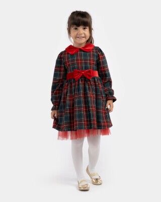 Wholesale Girls Christmas Dress 5-8Y Bupper Kids 1053-23959 Red