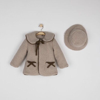 Wholesale Girls Coat with Hat 2-5Y Cumino 1014-CMN3387 Beige