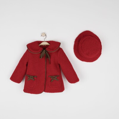 Wholesale Girls Coat with Hat 2-5Y Cumino 1014-CMN3387 Red