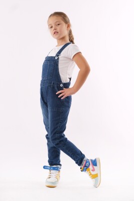 Wholesale Girls Denim Overalls (T-shirt Not Included) 10-13Y Varol Kids 1073-7278 Dark Blue