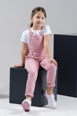 Wholesale Girls Denim Overalls (T-shirt Not Included) 10-13Y Varol Kids 1073-7278 Dusty Rose