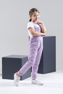 Wholesale Girls Denim Overalls (T-shirt Not Included) 10-13Y Varol Kids 1073-7278 Lilac