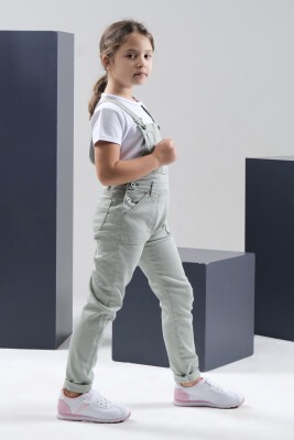 Wholesale Girls Denim Overalls (T-shirt Not Included) 10-13Y Varol Kids 1073-7278 Green