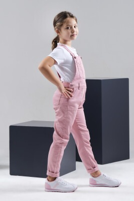 Wholesale Girls Denim Overalls (T-shirt Not Included) 6-9Y Varol Kids 1073-7277 Dusty Rose