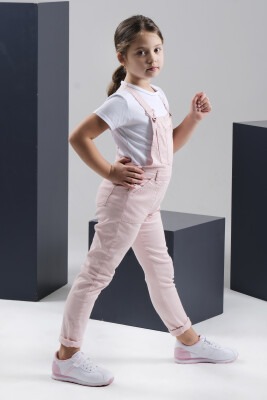 Wholesale Girls Denim Overalls (T-shirt Not Included) 6-9Y Varol Kids 1073-7277 Blanced Almond