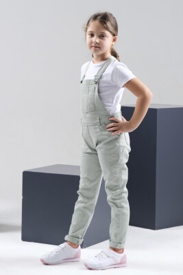 Wholesale Girls Denim Overalls (T-shirt Not Included) 6-9Y Varol Kids 1073-7277 Green