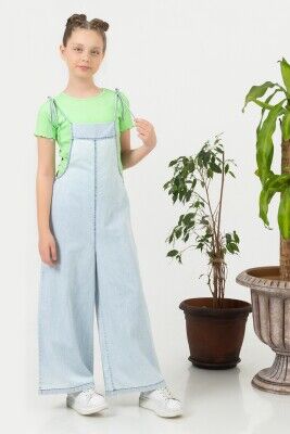 Wholesale Girls Denim Overalls (T-Shirt Not Included) 8-14Y DMB Boys&Girls 1081-2633 Blue
