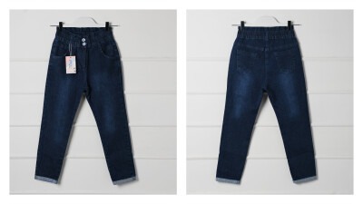 Wholesale Girls Denim Pants 10-13Y Varol Kids 1073-7291 Dark Blue
