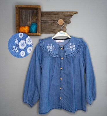 Wholesale Girls Denim Shirt 2-5Y Timo 1018-T3KDÜ014237622 - Timo