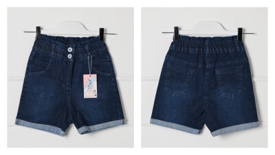 Wholesale Girls Denim Shorts 10-13Y Varol Kids 1073-7289 Dark Blue