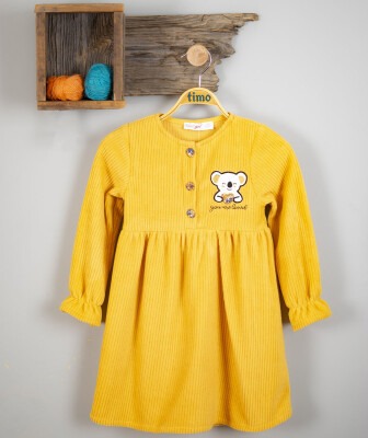 Wholesale Girls Dress 2-5Y Timo 1018-T3KÖÜ042235942 Mustard