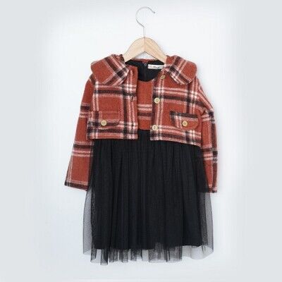 Wholesale Girls Dress 3-6Y Büşra Bebe 1016-23232 Tile Red 