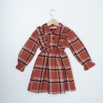 Wholesale Girls Dress 3-6Y Büşra Bebe 1016-23240 Tile Red 