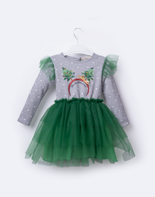 Wholesale Girls Dress 3-6Y Büşra Bebe 1016-23259 Green