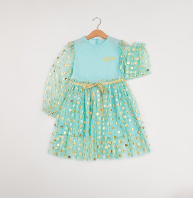 Wholesale Girls Dress 7-10Y Büşra Bebe 1016-24111 Green