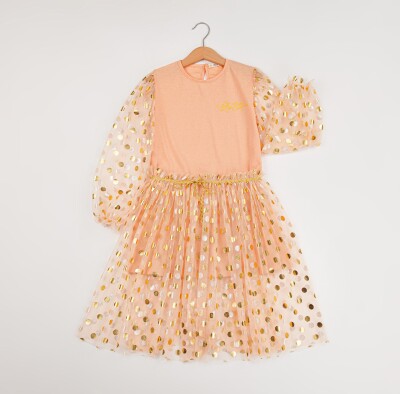 Wholesale Girls Dress 7-10Y Büşra Bebe 1016-24111 Blanced Almond