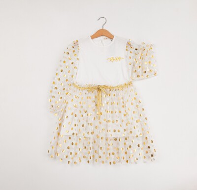 Wholesale Girls Dress 7-10Y Büşra Bebe 1016-24111 Ecru