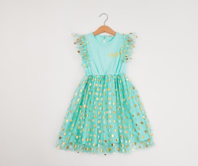 Wholesale Girls Dress 7-10Y Büşra Bebe 1016-24112 Green