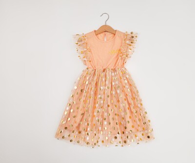 Wholesale Girls Dress 7-10Y Büşra Bebe 1016-24112 Blanced Almond