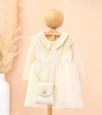 Wholesale Girls Dress and Bag Set 2-5Y Lilax 1049-6265 - Lilax