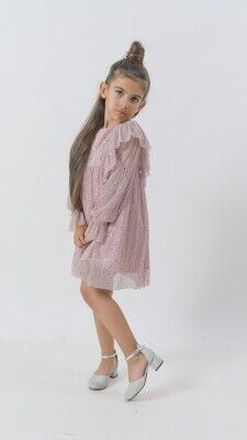 Wholesale Girls Dress Ruffled Sleeve 6-9Y Wecan 1022-23339 - Wecan (1)