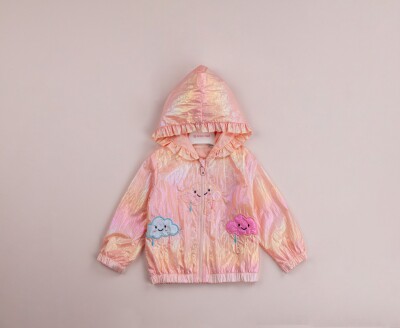Wholesale Girls Embroidered Raincoat 9-24M BabyRose 1002-8422 Salmon Color 