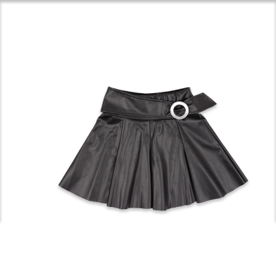 Wholesale Girls Faux Leather Skirt 4-12Y Panino 1077-22062 Black