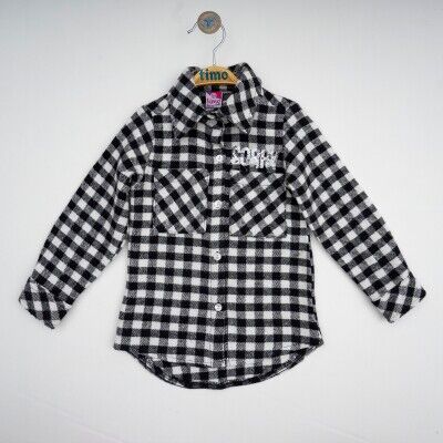 Wholesale Girls Flannel Shirt 6-9Y Timo 1018-T4KDÜ012222353 Ecru