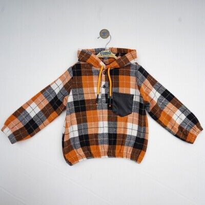 Wholesale Girls Flannel Sweatshirt 6-9Y Timo 1018-T4KDÜ012222303 Oranj 