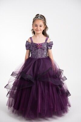 Wholesale Girls Party Tulle Dress 4-8Y Bertula Kids 2003-4786 - Bertula Kids