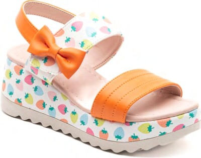 Wholesale Girls Patterned Sandals 26-30EU Minican 1060-X-P-P09 Oranj 
