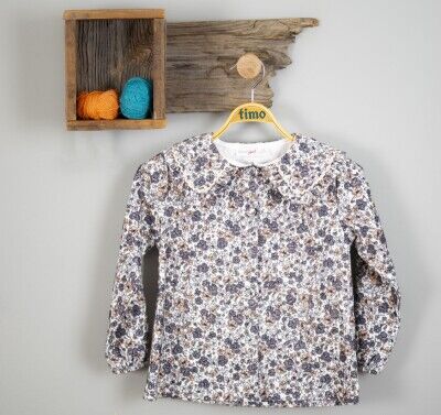 Wholesale Girls Patterned Shirt 2-5Y Timo 1018-T3KDÜ014236302 - Timo