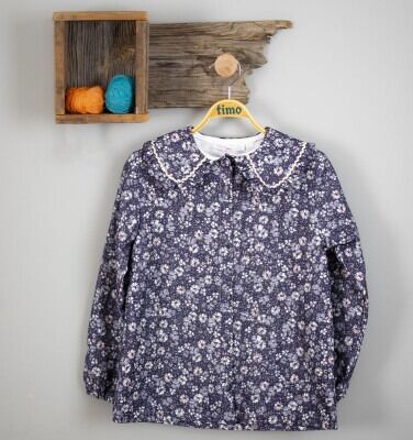 Wholesale Girls Patterned Shirt 2-5Y Timo 1018-T3KDÜ014236302 Navy 