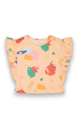Wholesale Girls Patterned T-Shirt 2-5Y Tuffy 1099-9090 pinkish orange