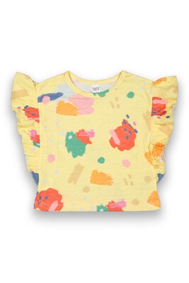 Wholesale Girls Patterned T-Shirt 2-5Y Tuffy 1099-9090 Yellow