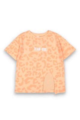 Wholesale Girls Patterned T-Shirt 6-9Y Tuffy 1099-9110 pinkish orange