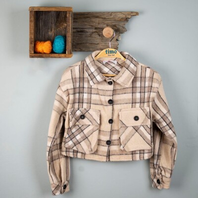 Wholesale Girls Plaid Jacket 6-9Y Timo 1018-T3KDÜ014238093 Beige