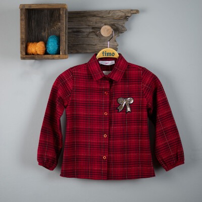 Wholesale Girls Plaid Shirt 2-5Y Timo 1018-T3KDÜ204236822 - Timo