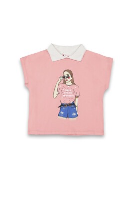 Wholesale Girls Printed T-Shirt 10-13Y Tuffy 1099-9150 pinkish orange