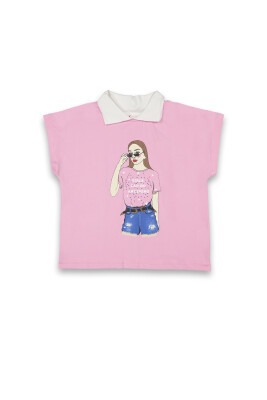 Wholesale Girls Printed T-Shirt 10-13Y Tuffy 1099-9150 Pink
