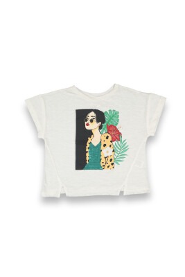 Wholesale Girls Printed T-shirt 10-13Y Tuffy 1099-9153 Ecru