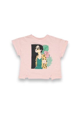Wholesale Girls Printed T-shirt 10-13Y Tuffy 1099-9153 Light Pink