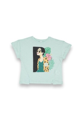 Wholesale Girls Printed T-shirt 10-13Y Tuffy 1099-9153 Mint Green2