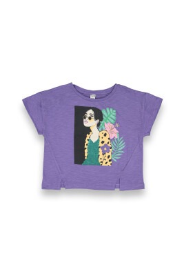 Wholesale Girls Printed T-shirt 10-13Y Tuffy 1099-9153 Purple