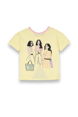 Wholesale Girls Printed T-shirt 10-13Y Tuffy 1099-9159 Light Yellow