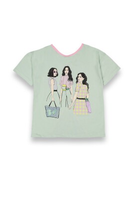 Wholesale Girls Printed T-shirt 10-13Y Tuffy 1099-9159 Light green2