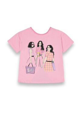 Wholesale Girls Printed T-shirt 10-13Y Tuffy 1099-9159 Pink