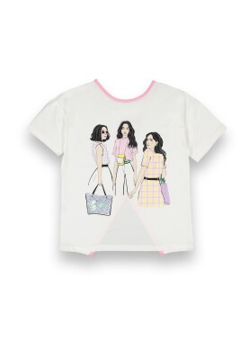 Wholesale Girls Printed T-shirt 10-13Y Tuffy 1099-9159 Ecru